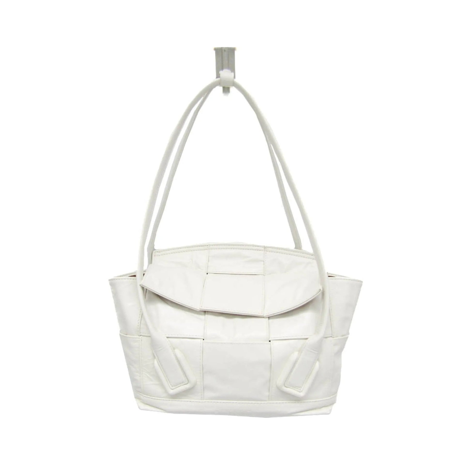 Bottega Veneta Arco Maxi Intrecciato Leather, White, Leather, Handbag
