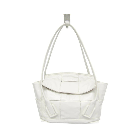 Bottega Veneta Arco Maxi Intrecciato Leather, White, Leather, Handbag