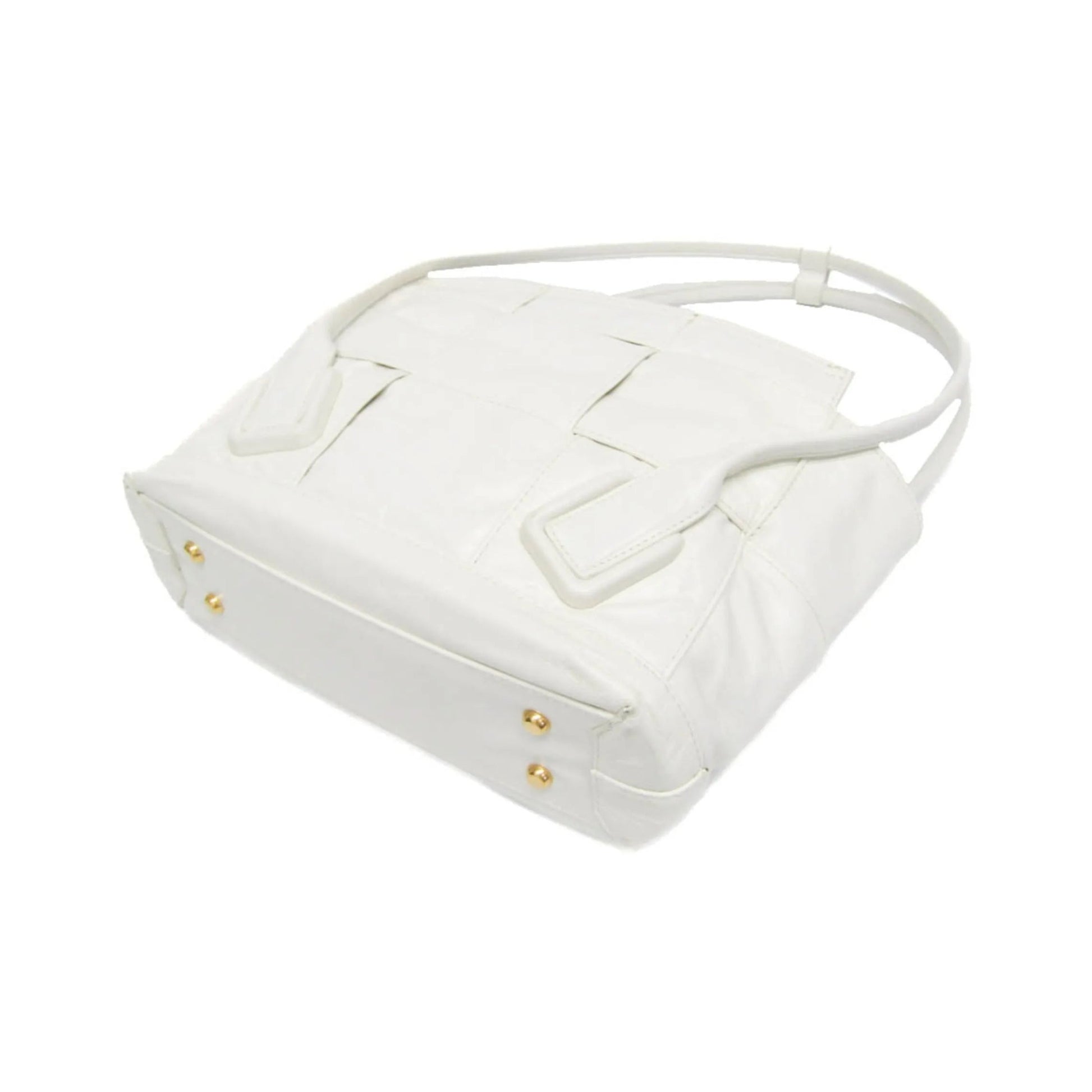 Bottega Veneta Arco Maxi Intrecciato Leather, White, Leather, Handbag