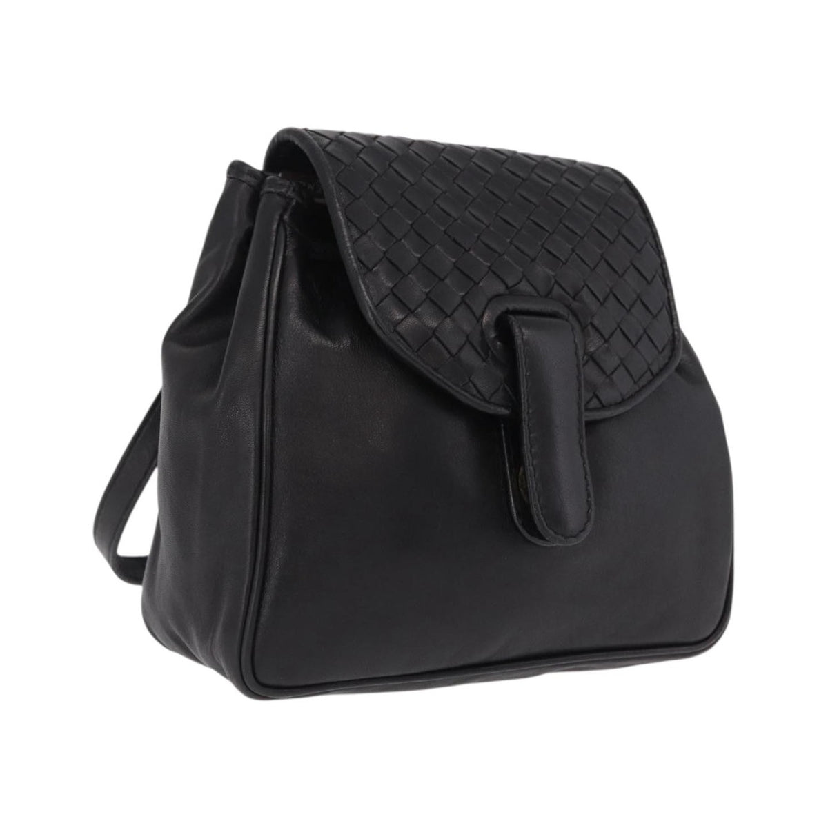 Bottega Veneta Backpack Leather with Intrecciato, Black, Leather, Backpack