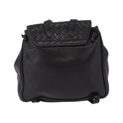 Bottega Veneta Backpack Leather with Intrecciato, Black, Leather, Backpack