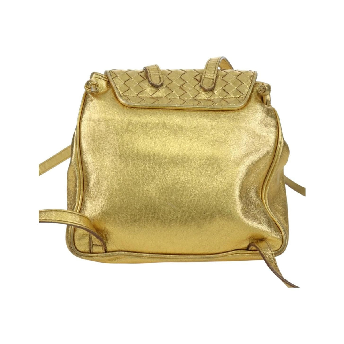 Bottega Veneta Backpack Leather with Intrecciato, Gold, Leather, Backpack