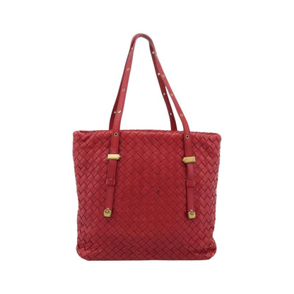 Bottega Veneta Belted Tote Intrecciato Nappa, Red, Leather, Tote Bag
