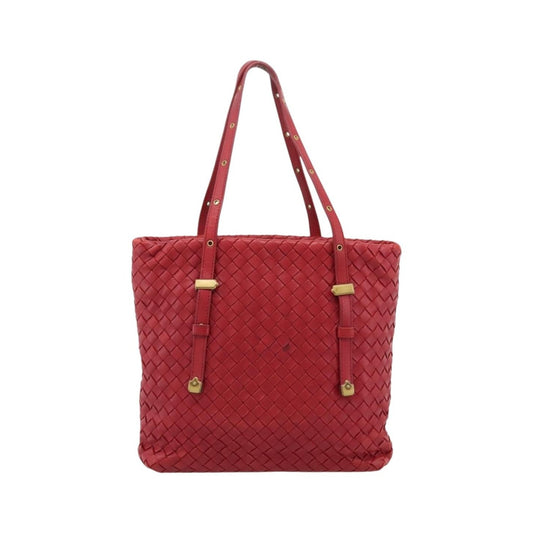 Bottega Veneta Belted Tote Intrecciato Nappa, Red, Leather, Tote Bag
