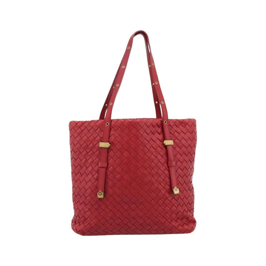Bottega Veneta Belted Tote Intrecciato Nappa, Red, Leather, Tote Bag