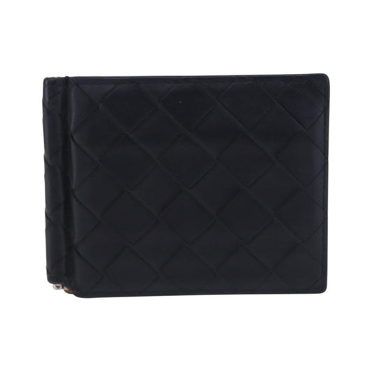 Bottega Veneta Bifold Card Holder Intercciato Leather, Navy, Leather, Card Holder