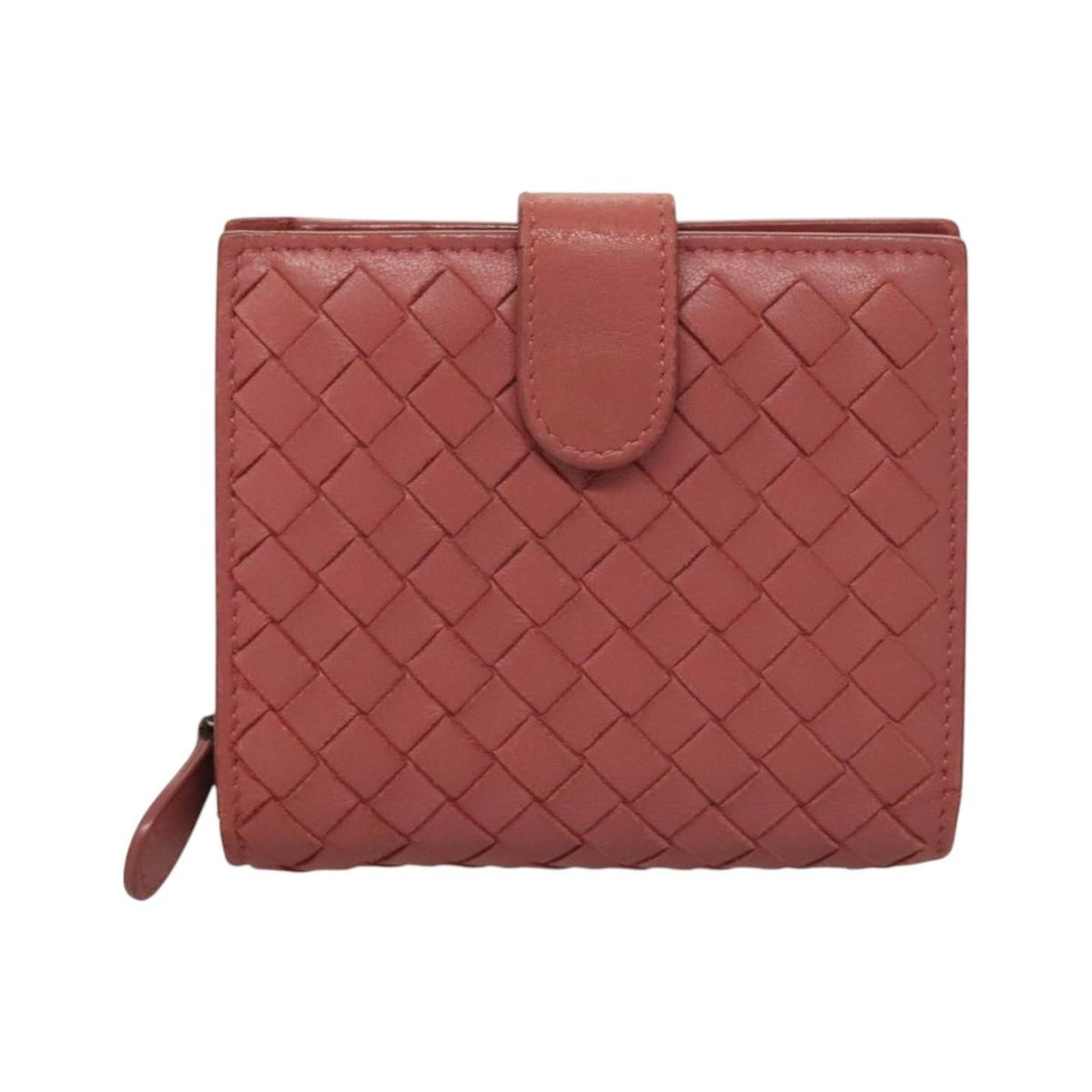 Bottega Veneta Bifold Coin Pocket Card Holder Intrecciato Nappa, Pink, Leather, Wallet