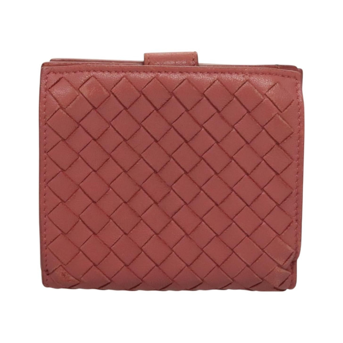 Bottega Veneta Bifold Coin Pocket Card Holder Intrecciato Nappa, Pink, Leather, Wallet