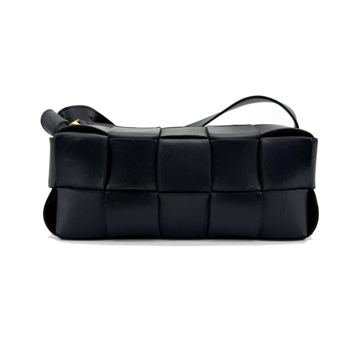Bottega Veneta Brick Cassette Maxi Intrecciato Leather, Black, Leather, Shoulder Bag
