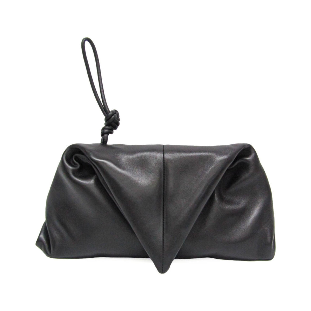 Bottega Veneta BV Trine Fold Clutch Leather, Black, Leather, Clutch