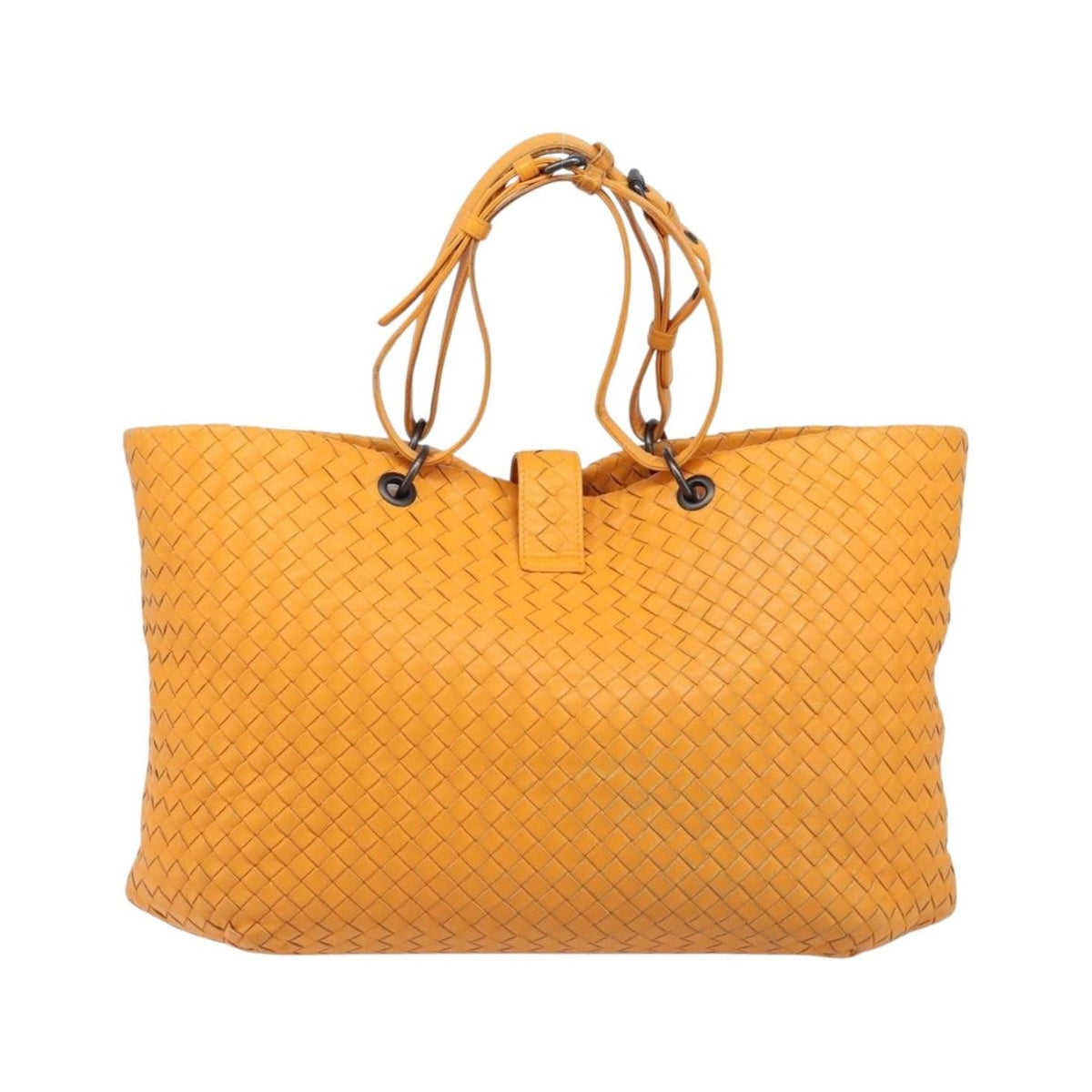 Bottega Veneta Capri Intrecciato Nappa, Orange, Leather, Tote Bag