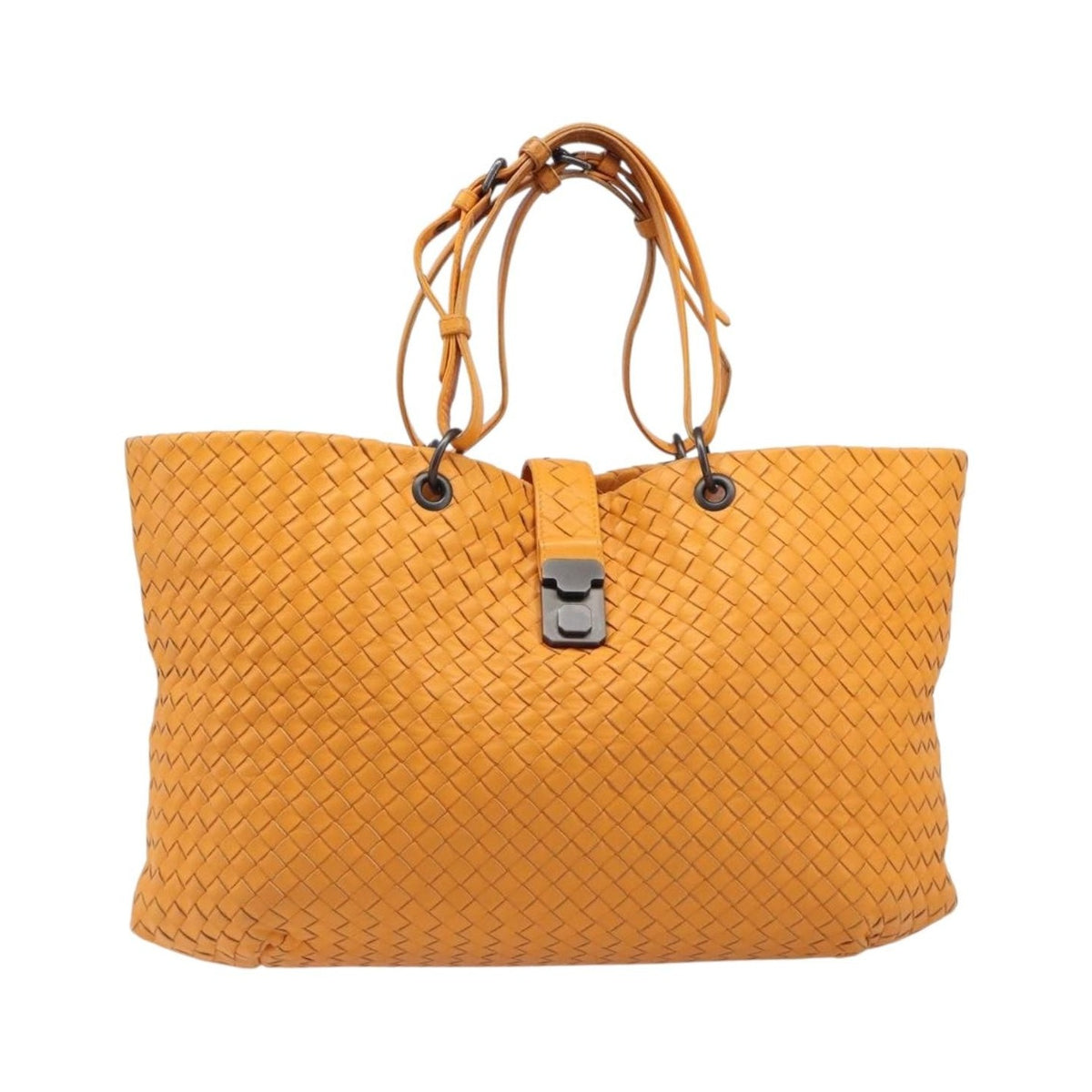 Bottega Veneta Capri Intrecciato Nappa, Orange, Leather, Tote Bag