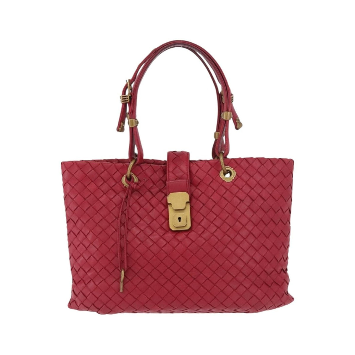 Bottega Veneta Capri Intrecciato Nappa, Red, Leather, Tote Bag