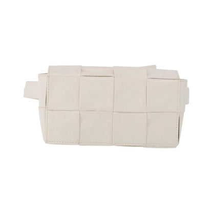 Bottega Veneta Cassette Belt Maxi Intrecciato Leather, White, Leather, Clutch