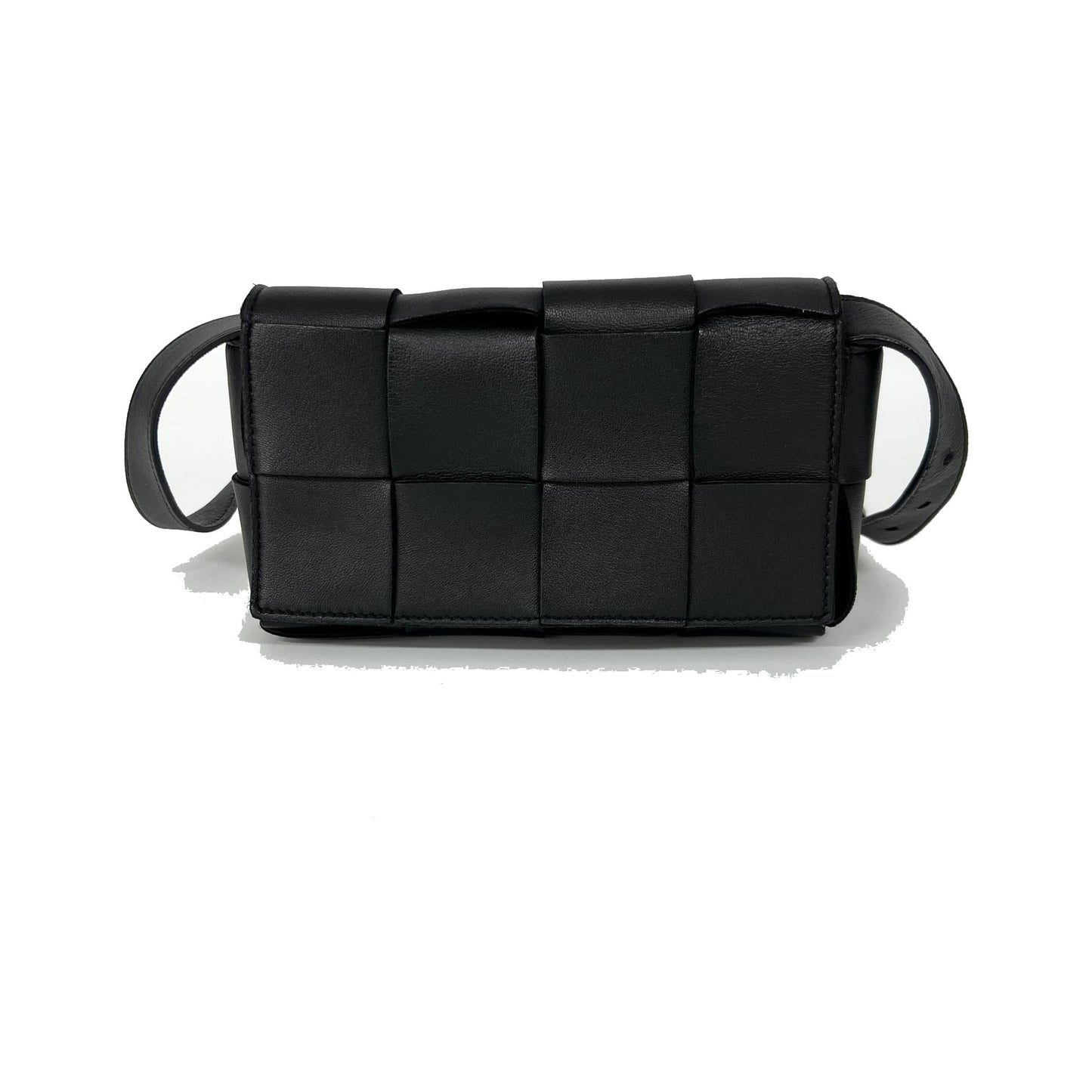 Bottega Veneta Cassette Belt Maxi Intrecciato Leather, Black, Leather, Clutch