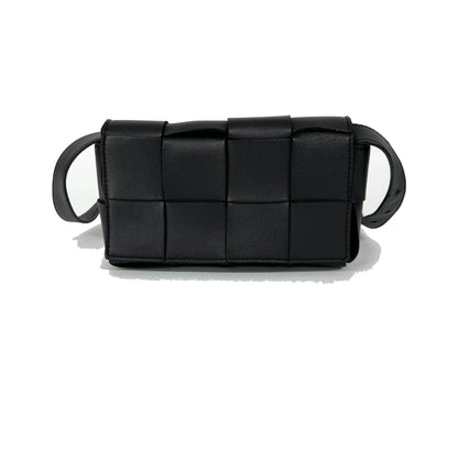 Bottega Veneta Cassette Belt Maxi Intrecciato Leather, Black, Leather, Clutch
