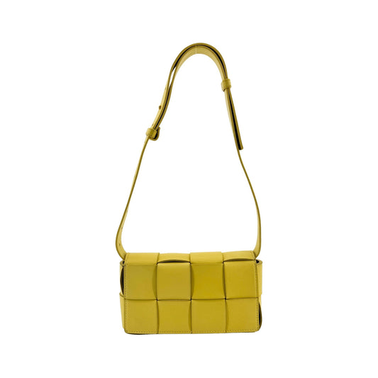 Bottega Veneta Cassette Belt Maxi Intrecciato Leather, Yellow, Leather, Clutch