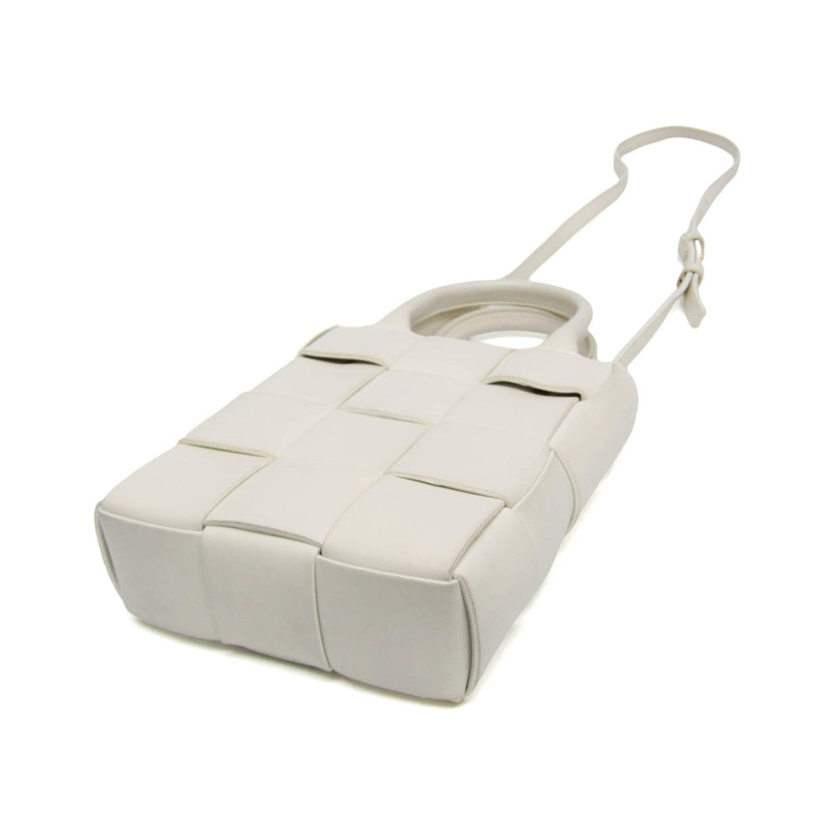 Bottega Veneta Cassette Convertible Maxi Intrecciato Leather, White, Leather, Tote Bag
