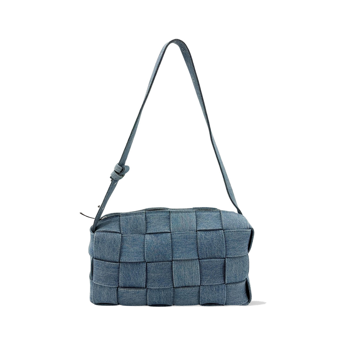 Bottega Veneta Cassette Maxi Intrecciato Denim, Blue, Denim, Crossbody Bag