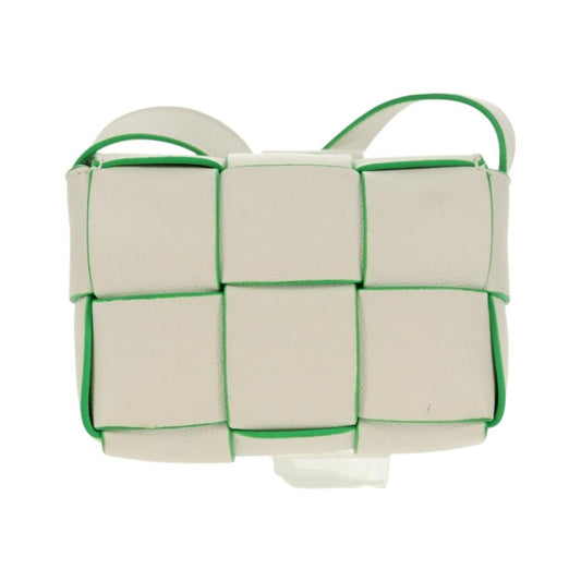 Bottega Veneta Cassette Maxi Intrecciato Leather, White, Leather, Shoulder Bag