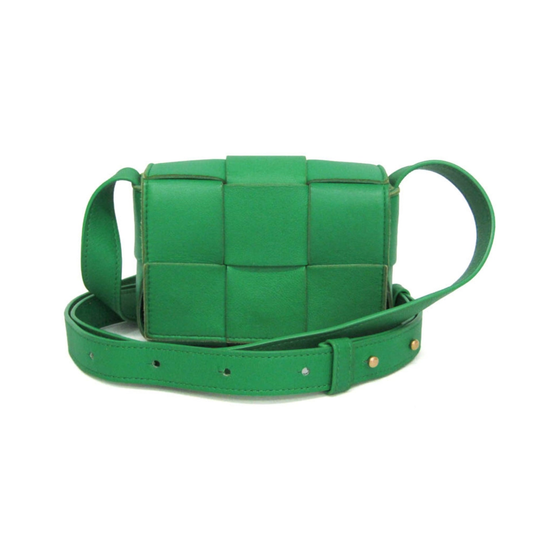 Bottega Veneta Cassette Maxi Intrecciato Leather, Green, Leather, Clutch