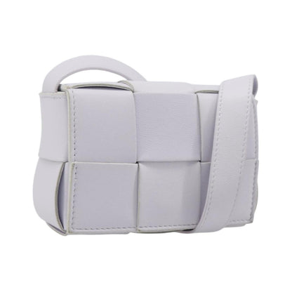 Bottega Veneta Cassette Maxi Intrecciato Leather, White, Leather, Clutch