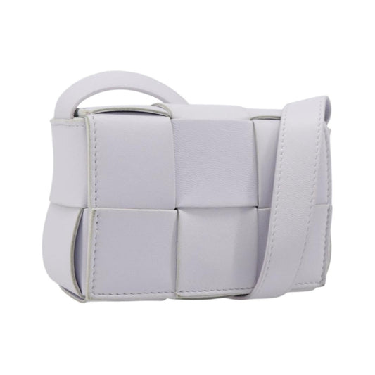 Bottega Veneta Cassette Maxi Intrecciato Leather, White, Leather, Clutch