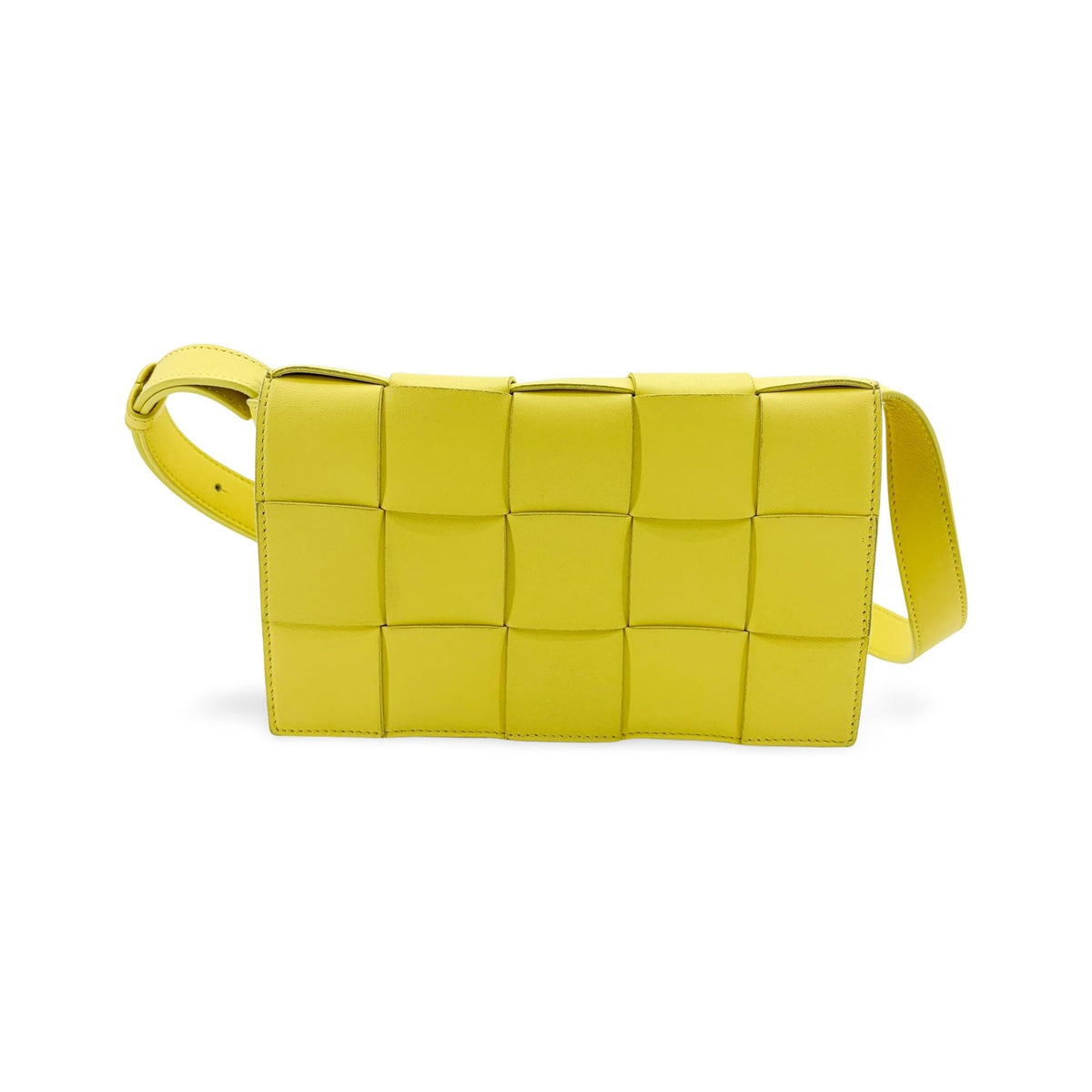 Bottega Veneta Cassette Maxi Intrecciato Leather, Yellow, Leather, Crossbody Bag