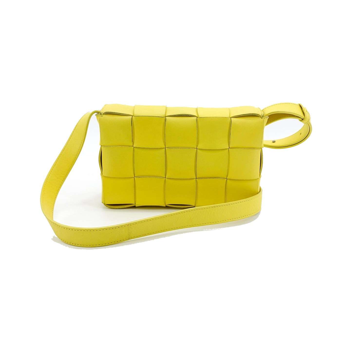 Bottega Veneta Cassette Maxi Intrecciato Leather, Yellow, Leather, Crossbody Bag