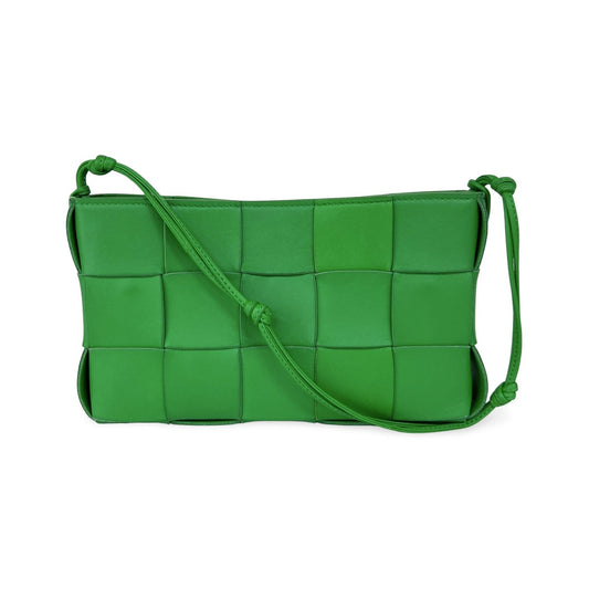 Bottega Veneta Cassette Maxi Intrecciato Leather, Green, Leather, Shoulder Bag