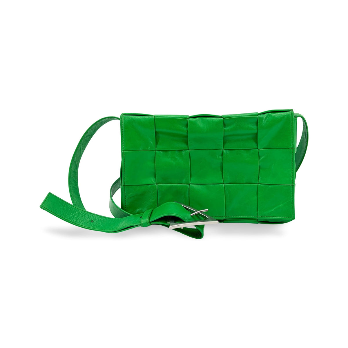 Bottega Veneta Cassette Maxi Intrecciato Leather, Green, Leather, Crossbody Bag