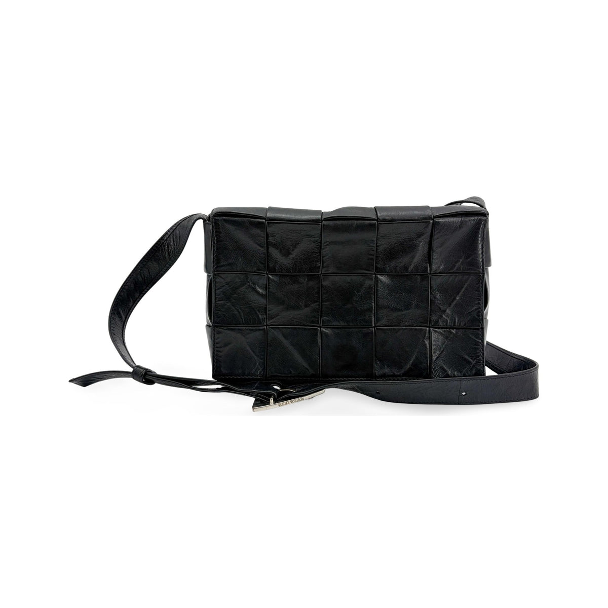 Bottega Veneta Cassette Maxi Intrecciato Leather, Black, Leather, Shoulder Bag