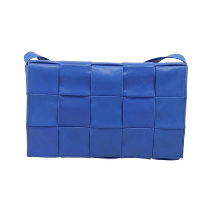 Bottega Veneta Cassette Maxi Intrecciato Leather, Blue, Leather, Crossbody Bag