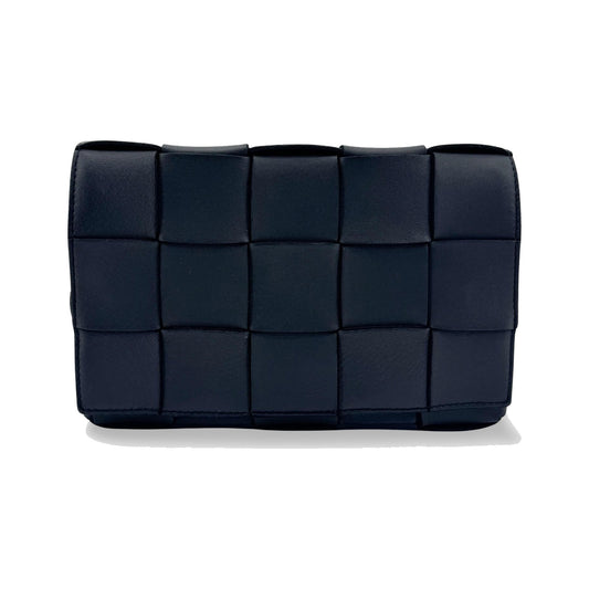 Bottega Veneta Cassette Maxi Intrecciato Leather, Black, Leather, Crossbody Bag