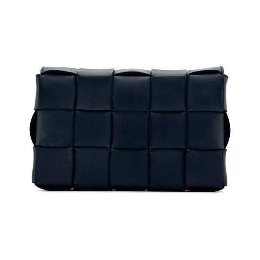 Bottega Veneta Cassette Maxi Intrecciato Leather, Black, Leather, Crossbody Bag