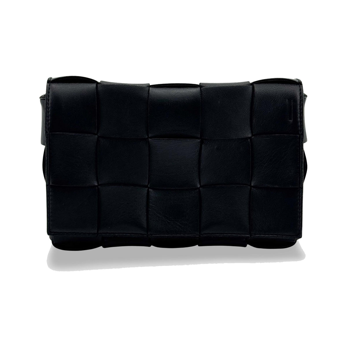 Bottega Veneta Cassette Maxi Intrecciato Leather, Black, Leather, Crossbody Bag