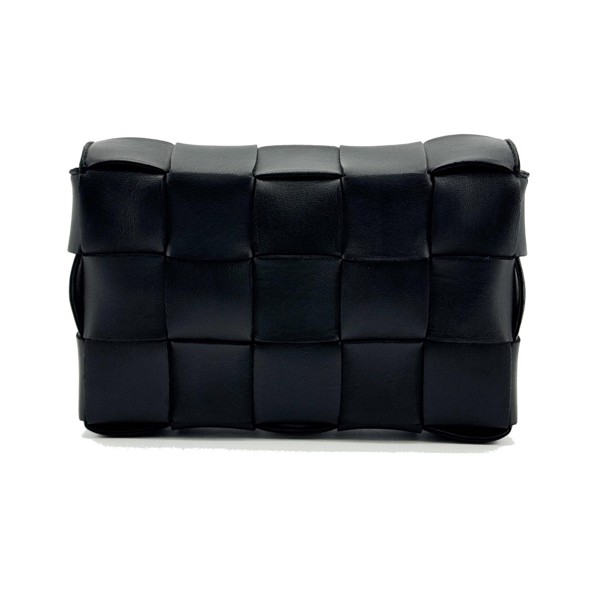 Bottega Veneta Cassette Maxi Intrecciato Leather, Black, Leather, Crossbody Bag