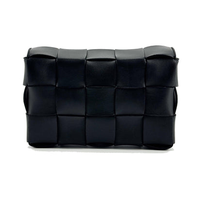 Bottega Veneta Cassette Maxi Intrecciato Leather, Black, Leather, Crossbody Bag