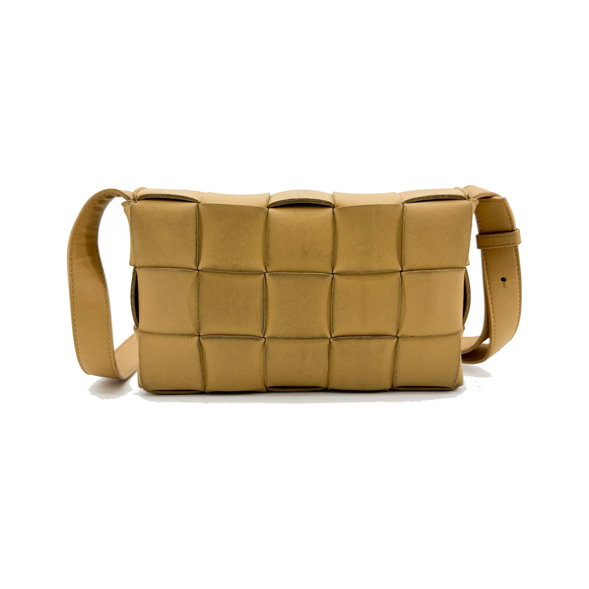 Bottega Veneta Cassette Maxi Intrecciato Leather, Beige, Leather, Crossbody Bag