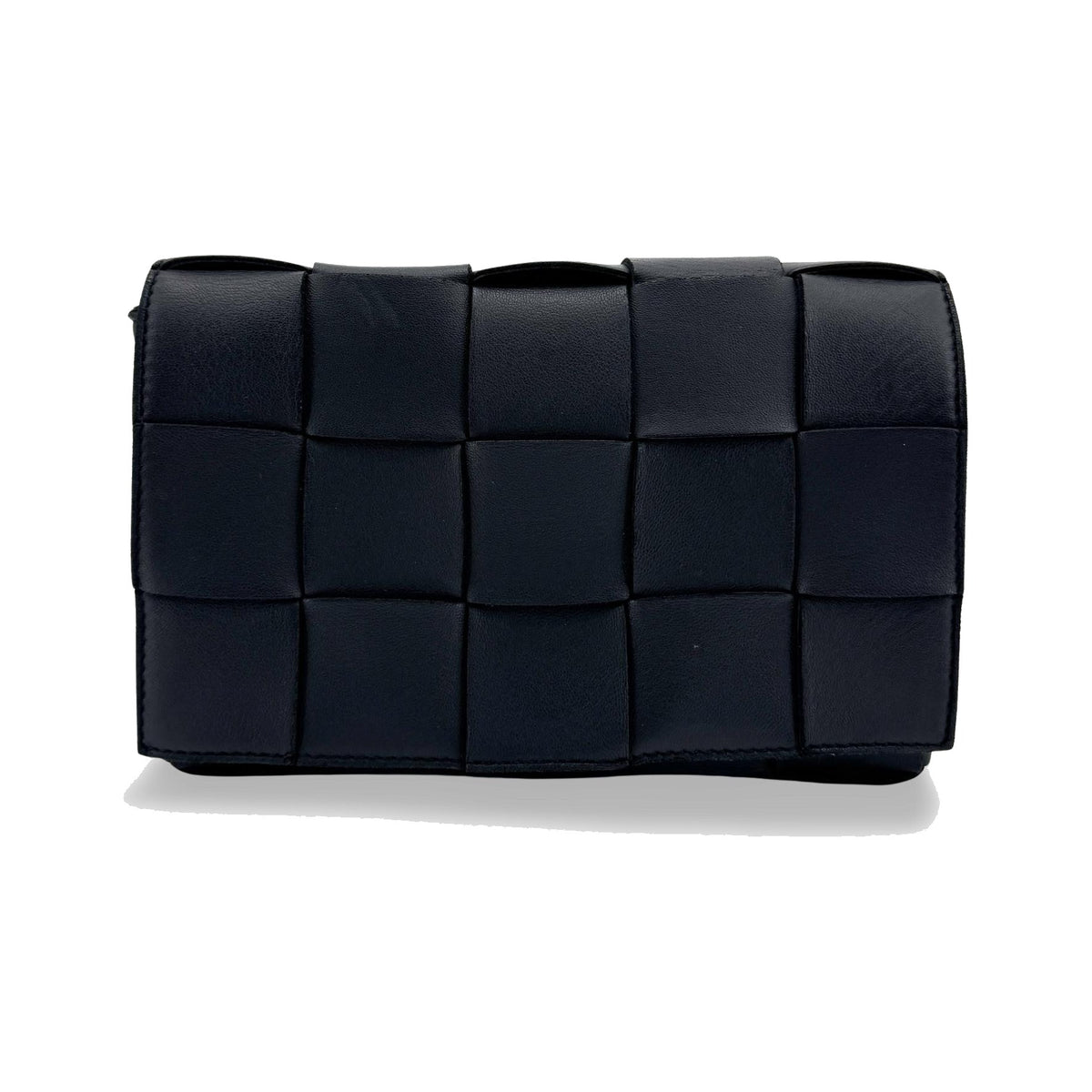 Bottega Veneta Cassette Maxi Intrecciato Leather, Black, Leather, Crossbody Bag