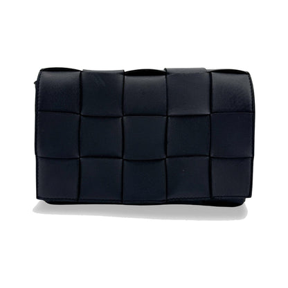 Bottega Veneta Cassette Maxi Intrecciato Leather, Black, Leather, Crossbody Bag
