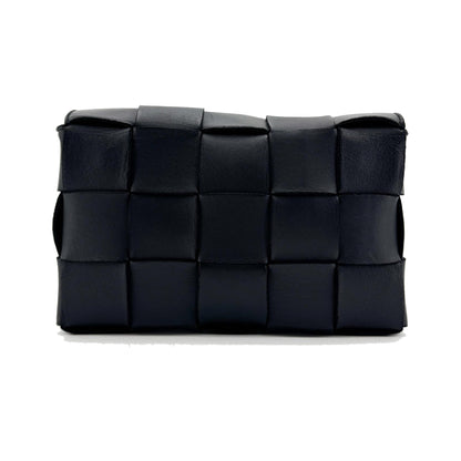 Bottega Veneta Cassette Maxi Intrecciato Leather, Black, Leather, Crossbody Bag