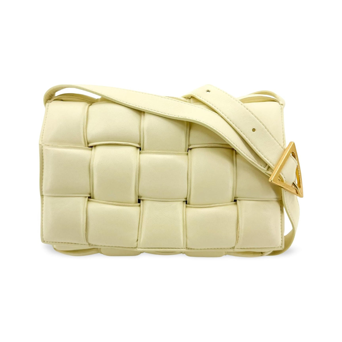 Bottega Veneta Cassette Padded Maxi Intrecciato Leather, Yellow, Leather, Crossbody Bag