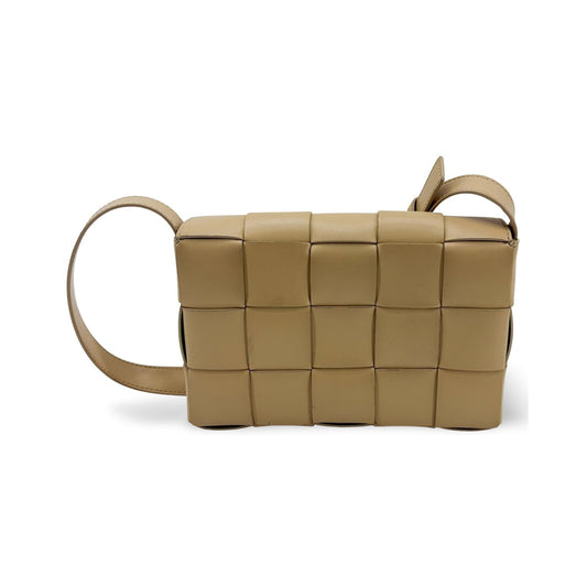 Bottega Veneta Cassette Zip Maxi Intrecciato Webbed Canvas, Beige, Other, Crossbody Bag