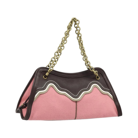 Bottega Veneta Chain Handle Canvas, Pink, Leather, Handbag