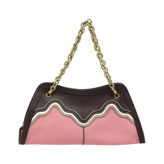 Bottega Veneta Chain Handle Canvas, Pink, Leather, Handbag