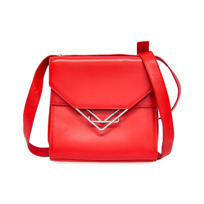 Bottega Veneta Clip Flap Leather, Red, Leather, Handbag