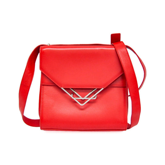 Bottega Veneta Clip Flap Leather, Red, Leather, Handbag