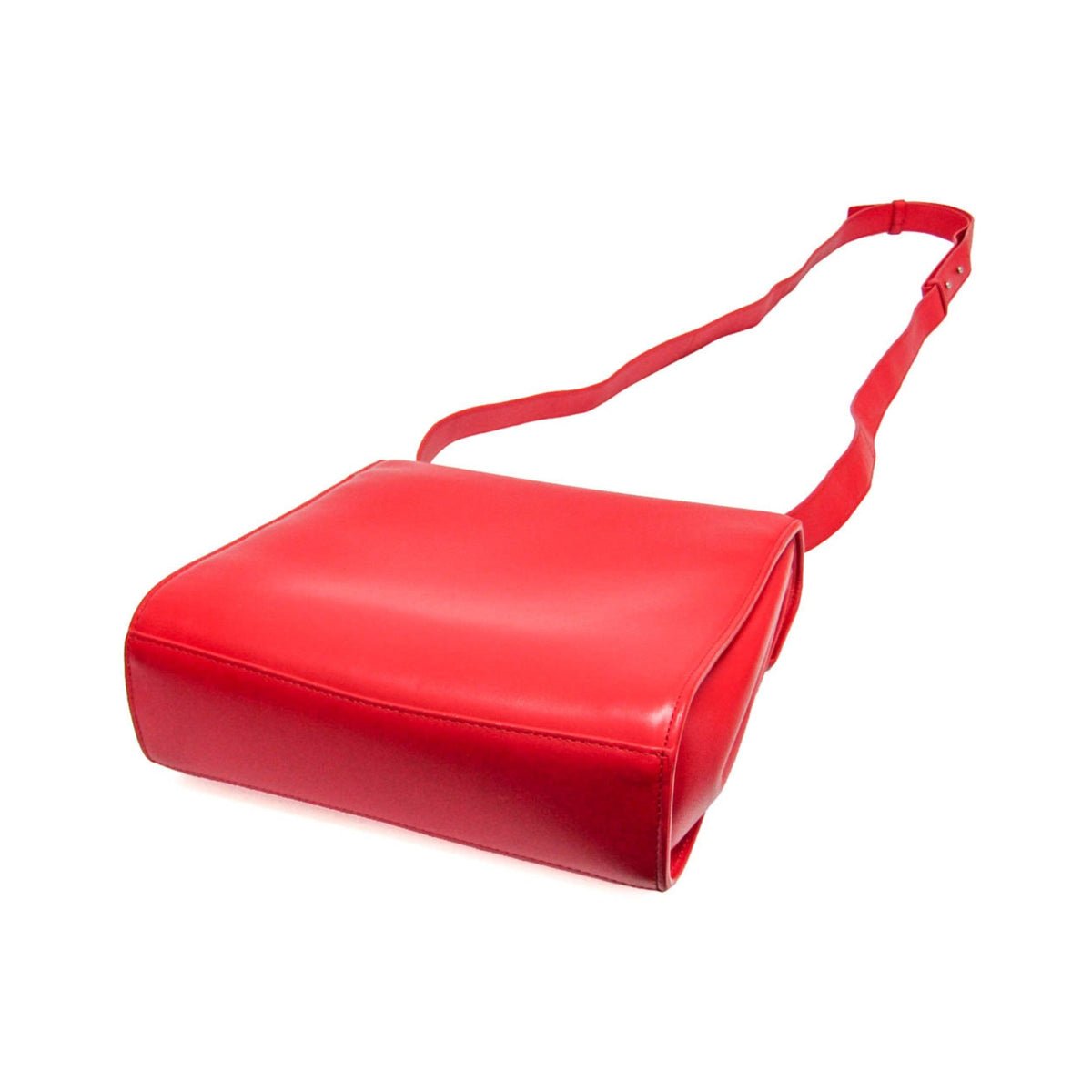 Bottega Veneta Clip Flap Leather, Red, Leather, Handbag