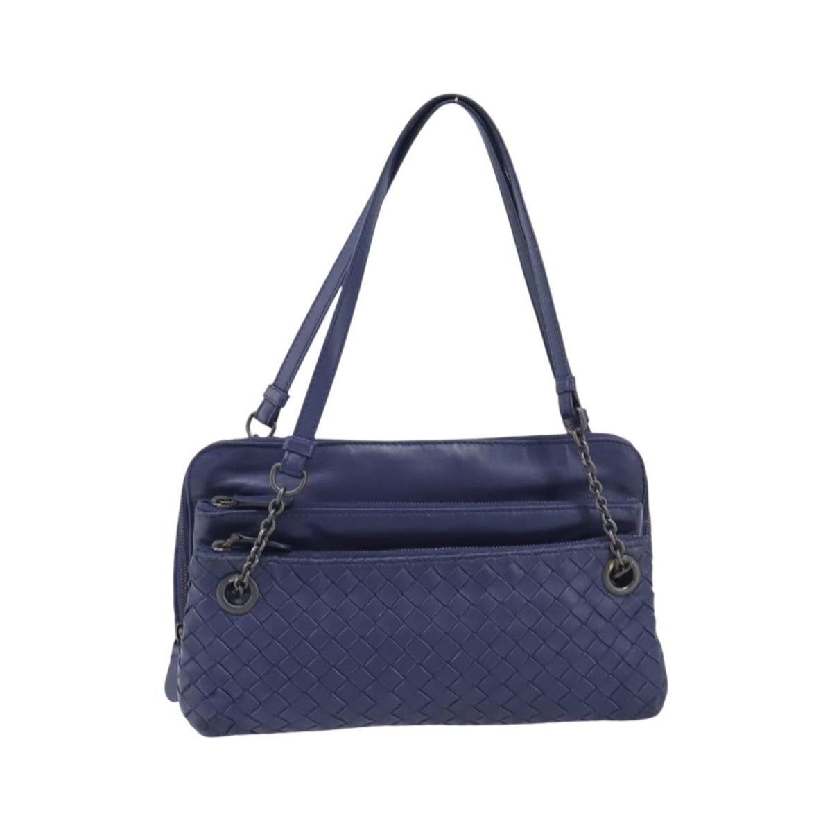 Bottega Veneta Compartment Chain Intrecciato Nappa, Blue, Leather, Shoulder Bag